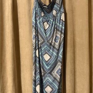 Elegant Blue and White Maxi Dress